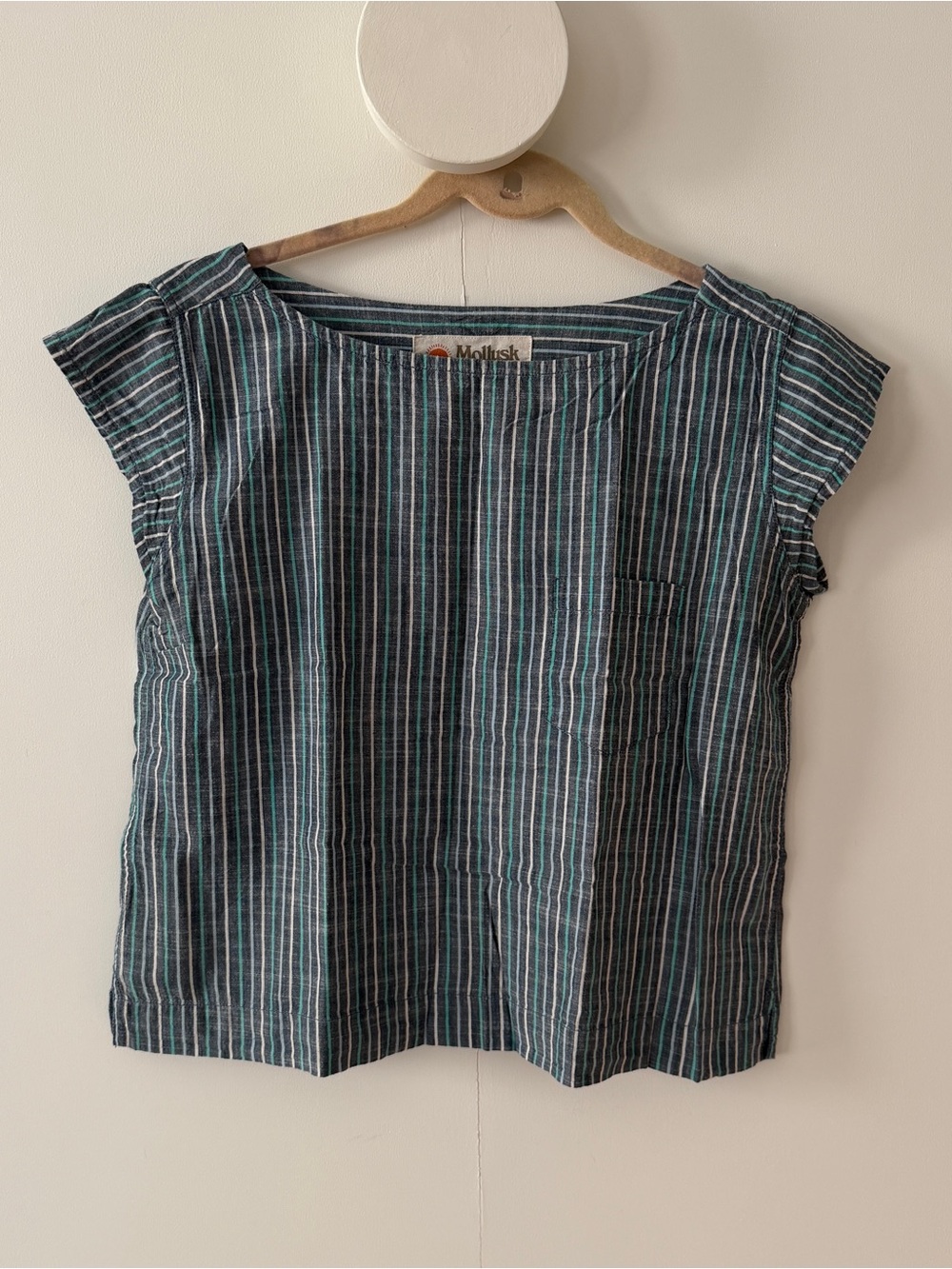 Mollusk Women's Striped Cap-Sleeve Top Benetau Tee - XS